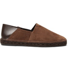 TOM FORD - Barnes Collapsible-Heel Suede and Leather Espadrilles - Dark brown