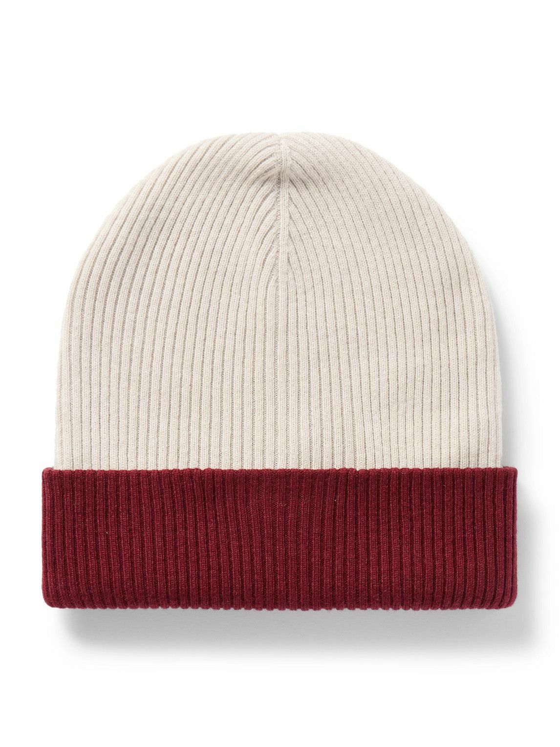 Brunello Cucinelli - Two-Tone Ribbed Cashmere Beanie - Neutrals