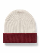 Brunello Cucinelli - Two-Tone Ribbed Cashmere Beanie - Neutrals