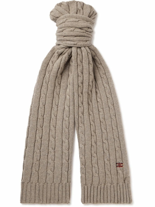 Photo: CELINE - Logo-Embroidered Cable-Knit Cashmere Scarf