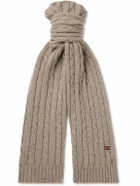CELINE - Logo-Embroidered Cable-Knit Cashmere Scarf