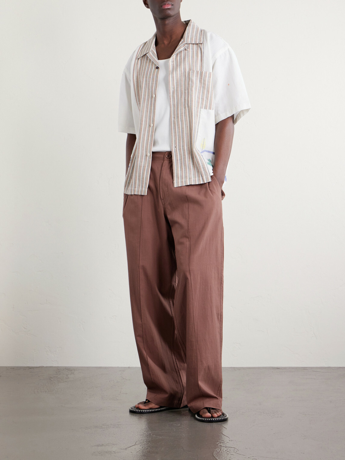 Kardo - Kedar Straight-Leg Cotton Trousers - Brown