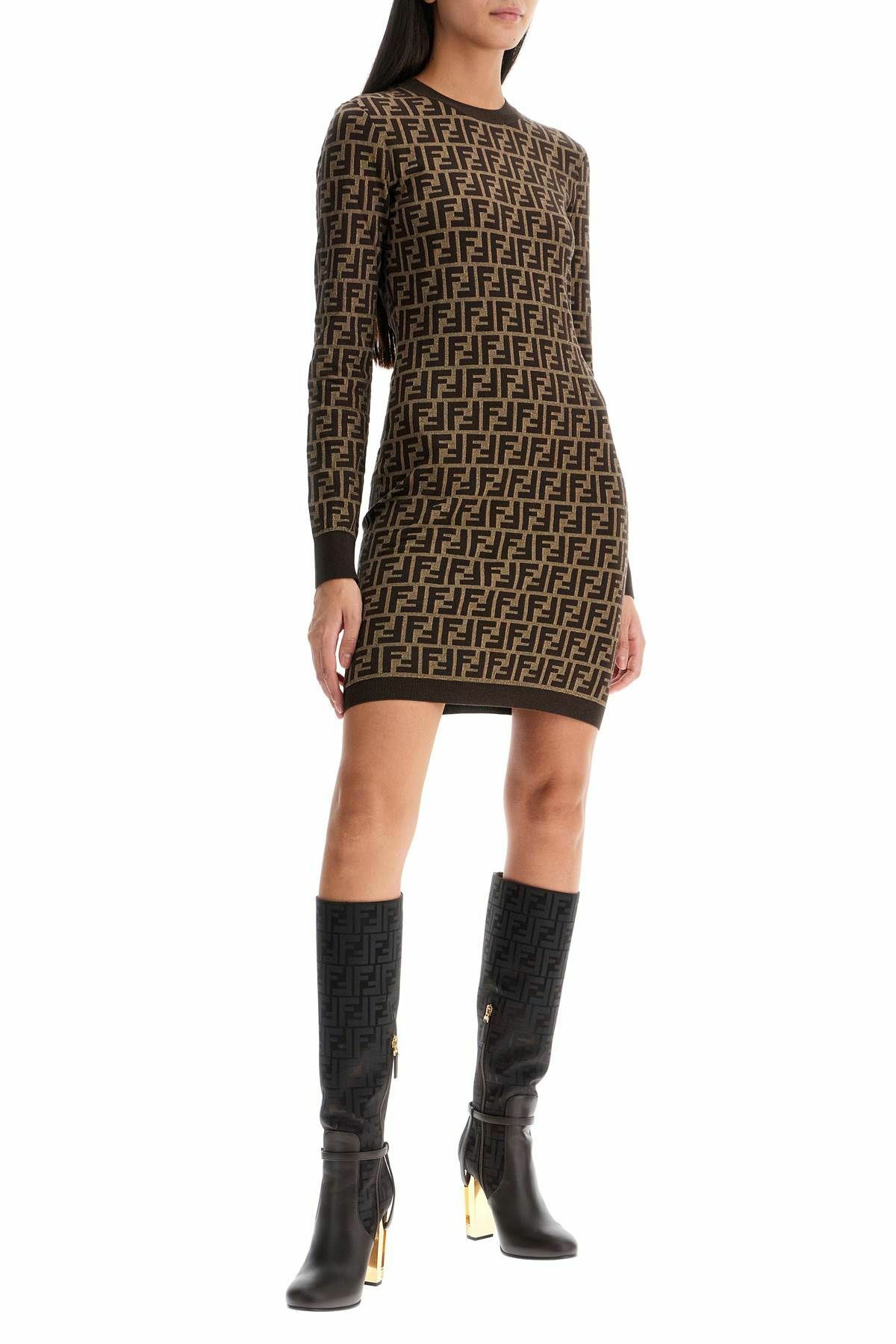 FENDI knitted ff mini dress Brown Fendi FENDI knitted ff mini dress Brown Fendi