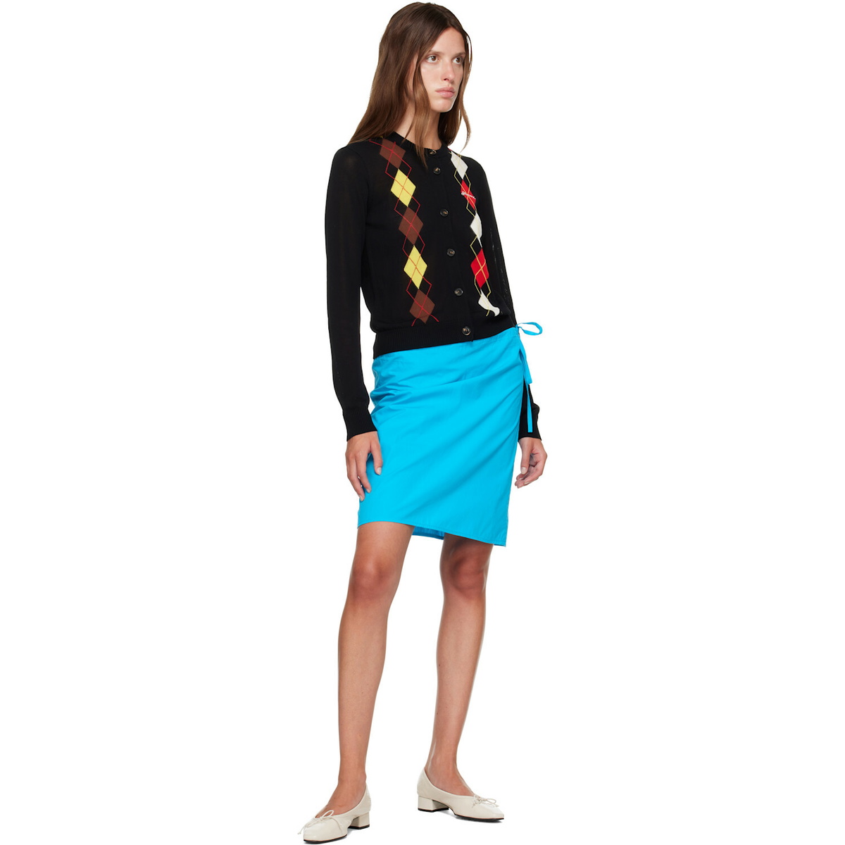 GANNI Black Argyle Cardigan