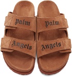 Palm Angels Tan Suede Logo Sandals