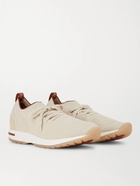 Loro Piana - 360 Flexy Walk Leather-Trimmed Knitted Silk and Linen-Blend Sneakers - Neutrals