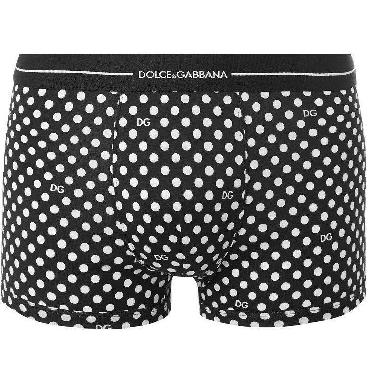 Photo: Dolce & Gabbana - Polka-Dot Cotton-Jersey Boxer Briefs - Men - Black