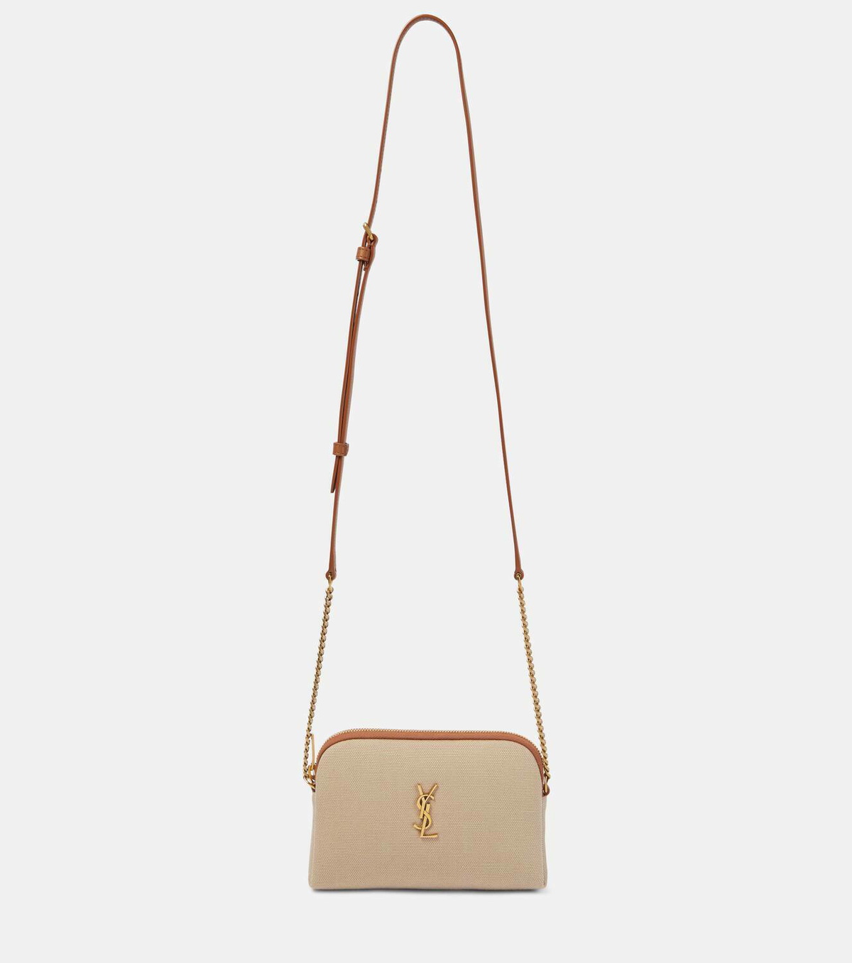 Saint Laurent Gaby leather-trimmed canvas camera bag Saint