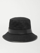 GUCCI - Leather-Trimmed Monogrammed Canvas Bucket Hat - Black