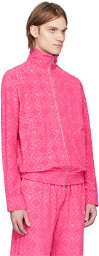 Marine Serre Pink Zip-Up Sweatshirt