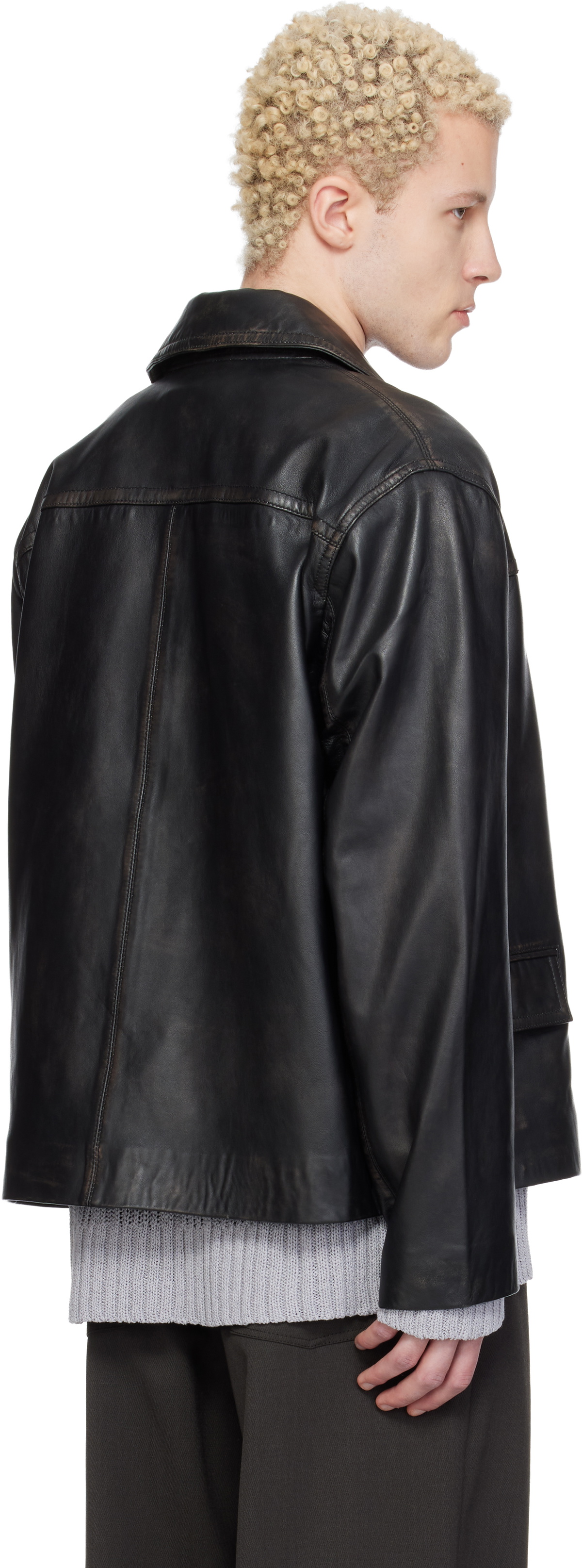 HOPE Black Boxy Leather Jacket