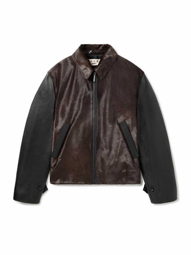 Photo: Marni - Leather-Trimmed Calf Hair Jacket - Black