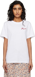 Marni White Cotton Flocked Marni Logo T-shirt