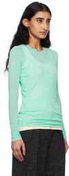 AURALEE Green Super High Gauge Sheer Rib T-shirt