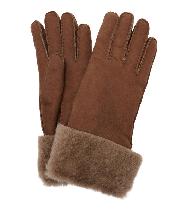 Photo: Brunello Cucinelli Shearling-trimmed suede gloves