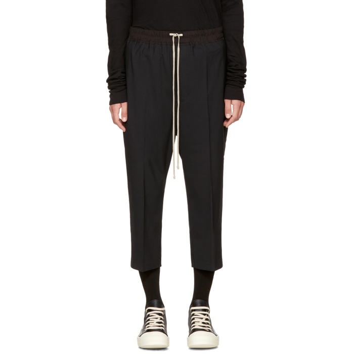 Photo: Rick Owens Black Drawstring Cropped Astaires Lounge Pants