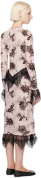 Chopova Lowena Pink Carolyn Hatch Midi Dress