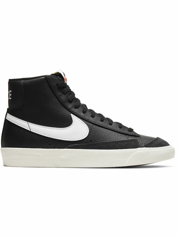 Photo: Nike - Blazer Mid '77 Vintage Suede-Trimmed Full-Grain Leather Sneakers - Black