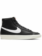 Nike - Blazer Mid '77 Vintage Suede-Trimmed Full-Grain Leather Sneakers - Black