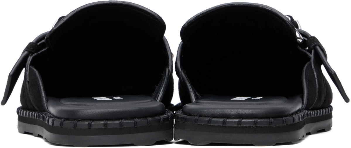 Moschino Black Cow Suede Sporty Mules
