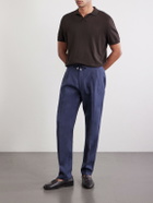 De Petrillo - Straight-Leg Pleated Linen Suit Trousers - Blue