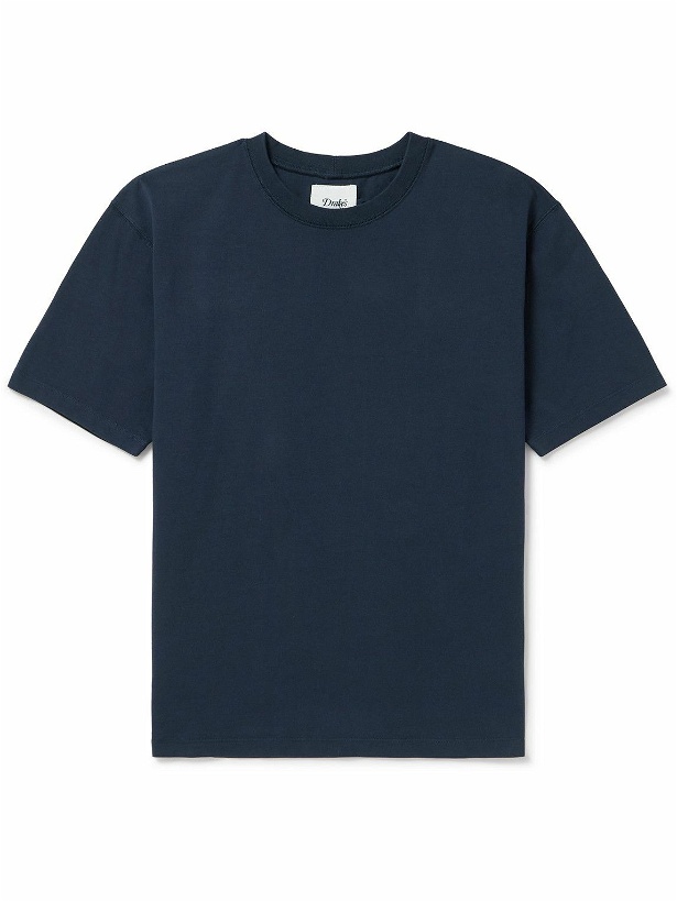 Photo: Drake's - Cotton-Jersey T-Shirt - Blue