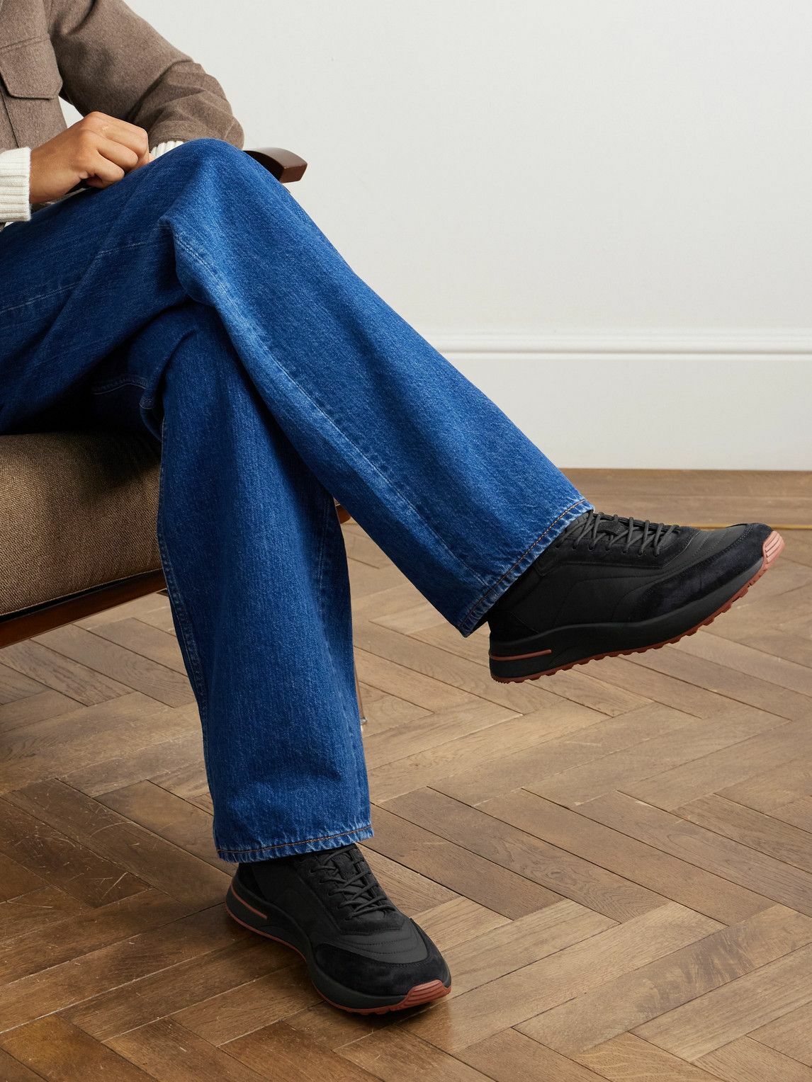Loro Piana - Weekend Walk Evo Suede-Trimmed Shell Sneakers - Black