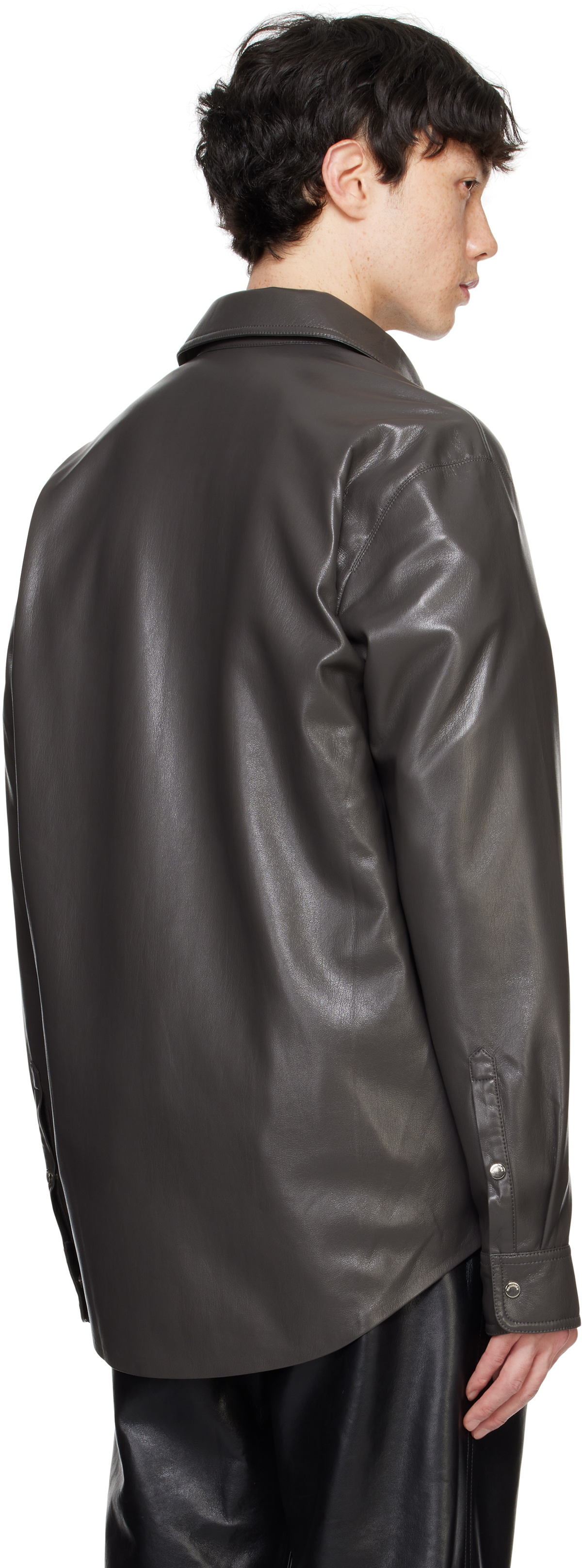 Nanushka Green Olavi Vegan Leather Shirt