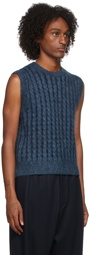 Acne Studios Blue Wool Rib Knit Crewneck Vest