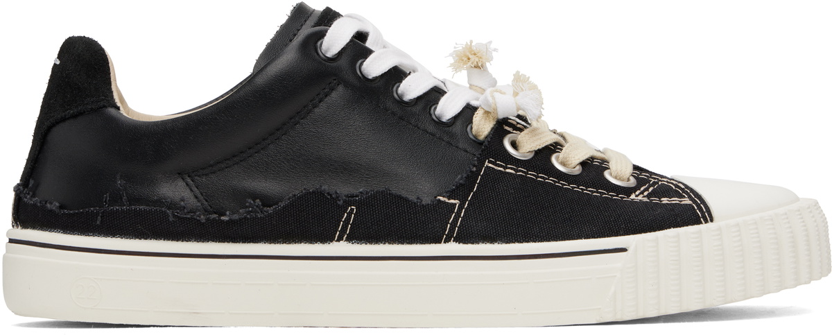 【関税&送料込】Maison Margiela Leather And Canvas New Evolu Maison Margiela Black New Evolution Sneakers Maison Margiela