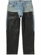 Enfants Riches Déprimés - Embellished Leather-Panelled Distressed Jeans - Black