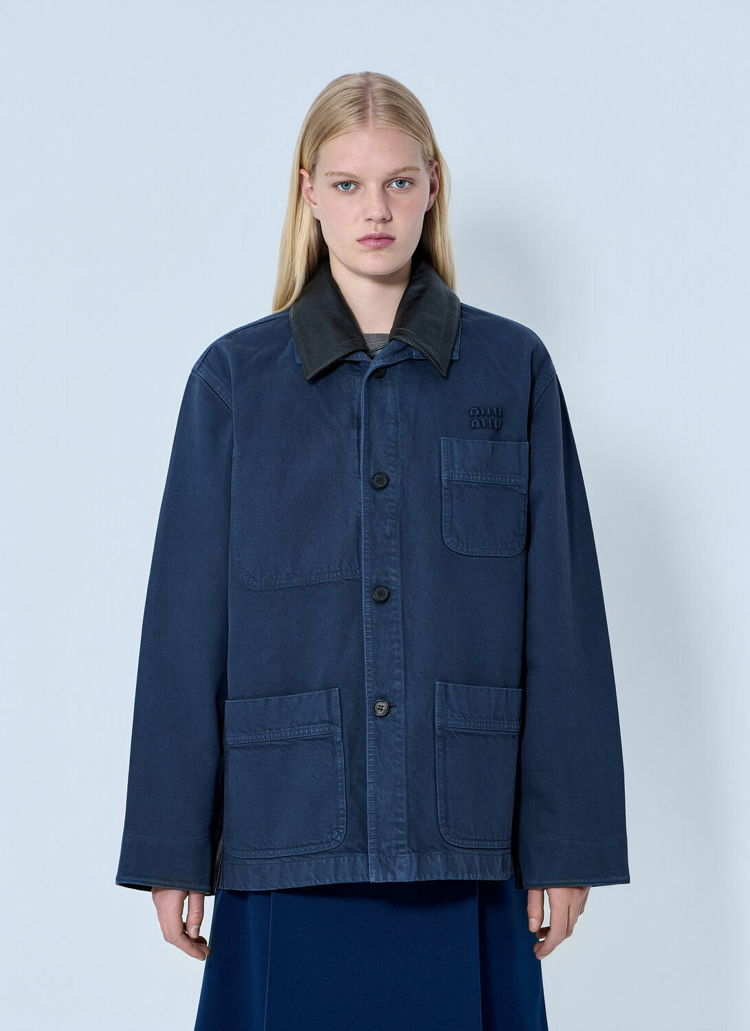 Miu Miu Single-Breasted Garment-Dyed Gabardine Jacket