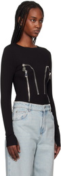 AREA Black Long Sleeve Zipper Bodysuit