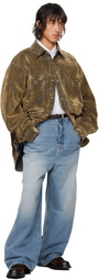 Hed Mayner Brown Flocked Denim Jacket
