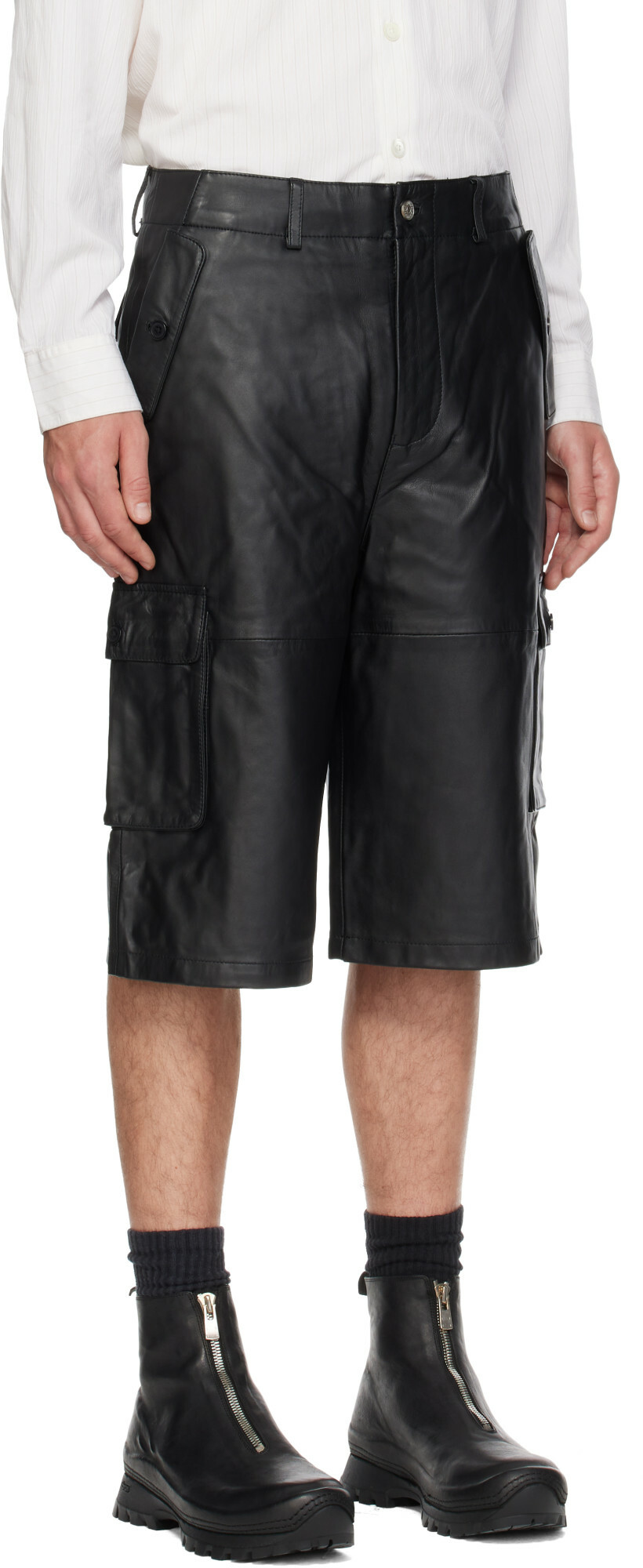 Deadwood Black Carter Leather Shorts