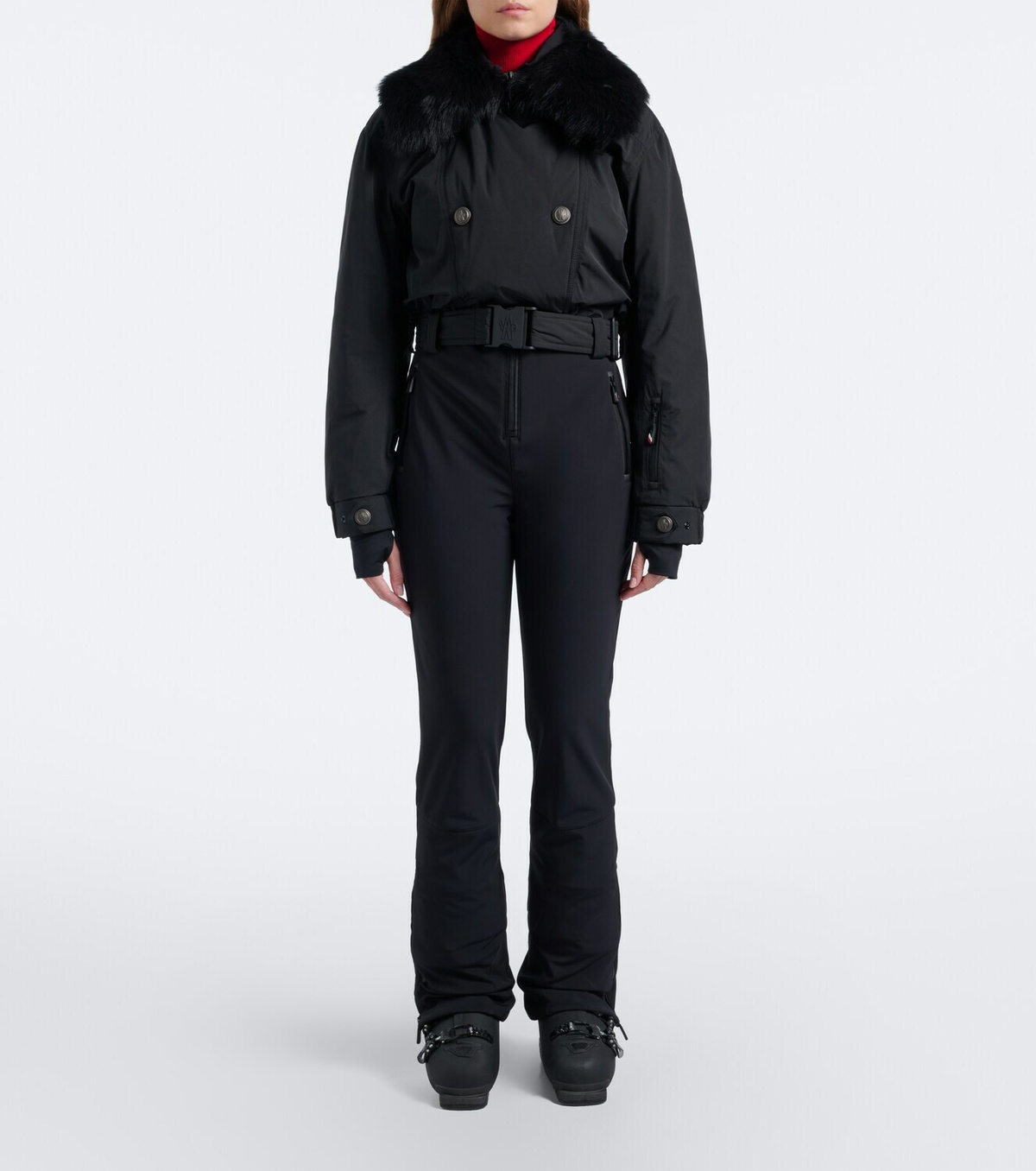 Moncler Grenoble Belted shearling-trimmed ski suit