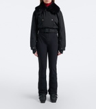 Moncler Grenoble Belted shearling-trimmed ski suit