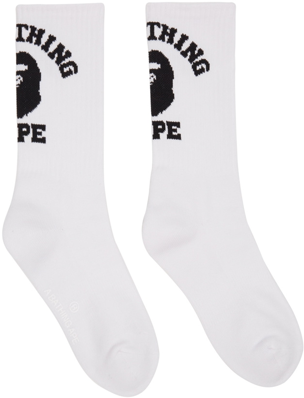 Photo: BAPE White College Socks