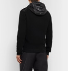 Moncler - Slim-Fit Panelled Waffle-Knit Cotton and Quilted Shell Down Zip-Up Sweater - Black