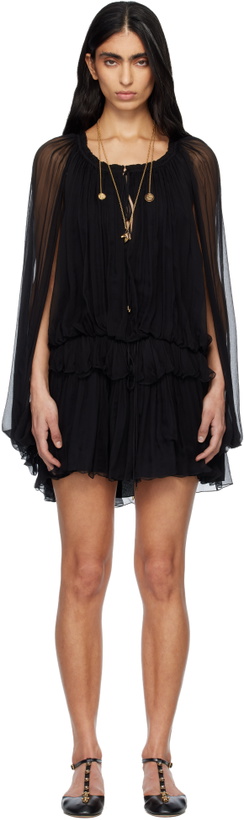 Photo: Chloé Black Silk Mousseline Cape Minidress