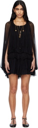 Chloé Black Silk Mousseline Cape Minidress