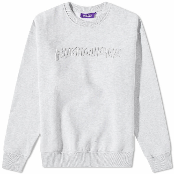 Photo: Fucking Awesome Men's Stamp Embossed Crew Sweat in Heather Grey