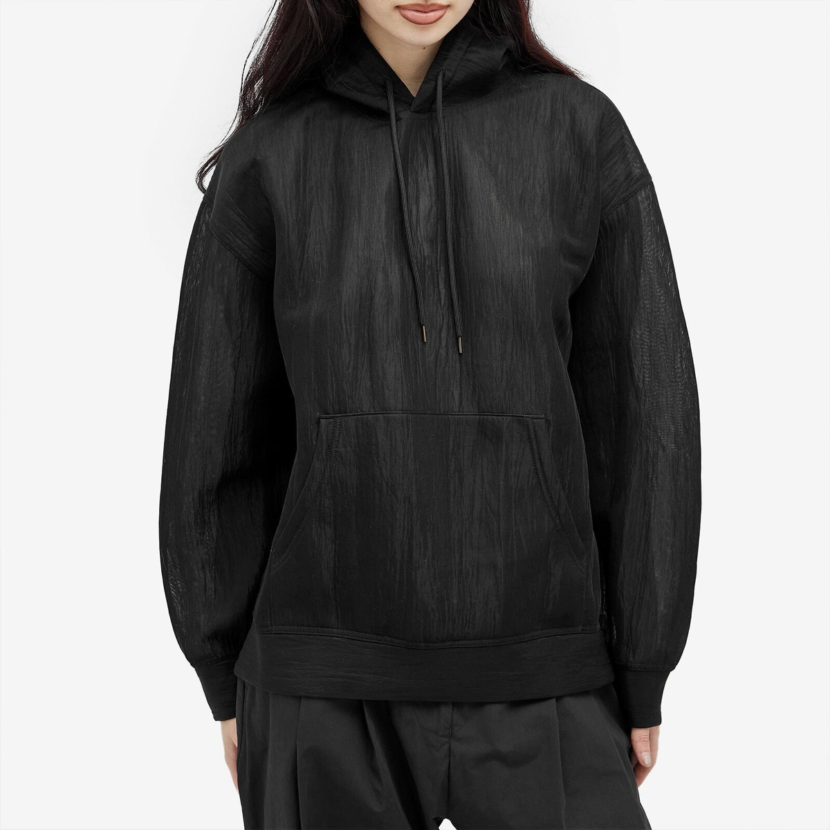 Auralee Women s Elastic Sheer Nylon Parka Jacket in Black