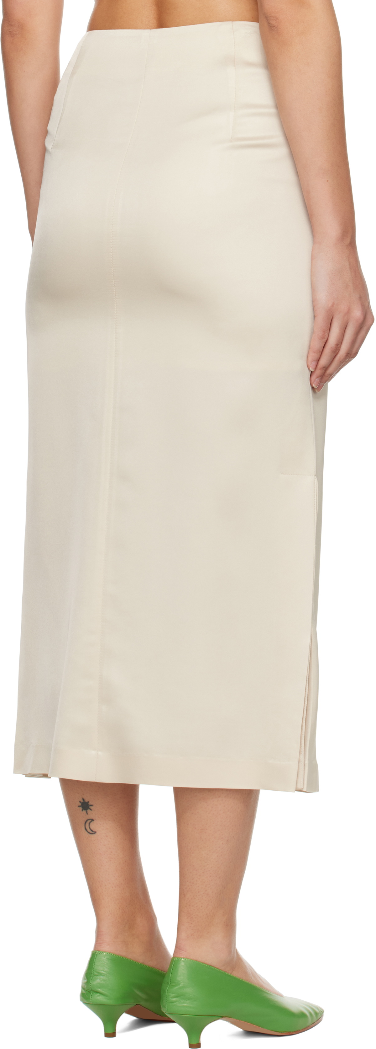 RECTO Off-White Front Slit Midi Skirt