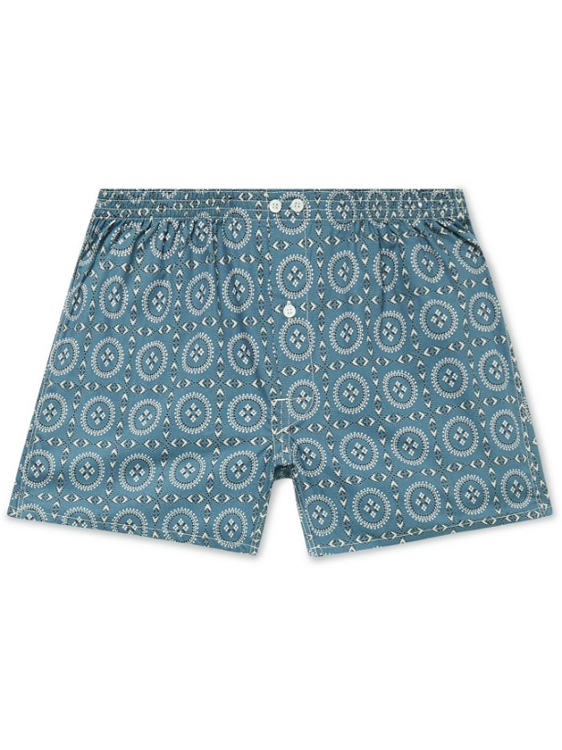 Photo: Anonymous ism - Printed Cotton Boxer Shorts - Blue