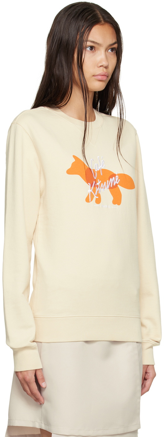 Maison Kitsuné Beige Fox Cafe Kitsune Classic Sweatshirt
