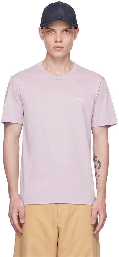 Photo: ZEGNA Purple Embroidered T-Shirt