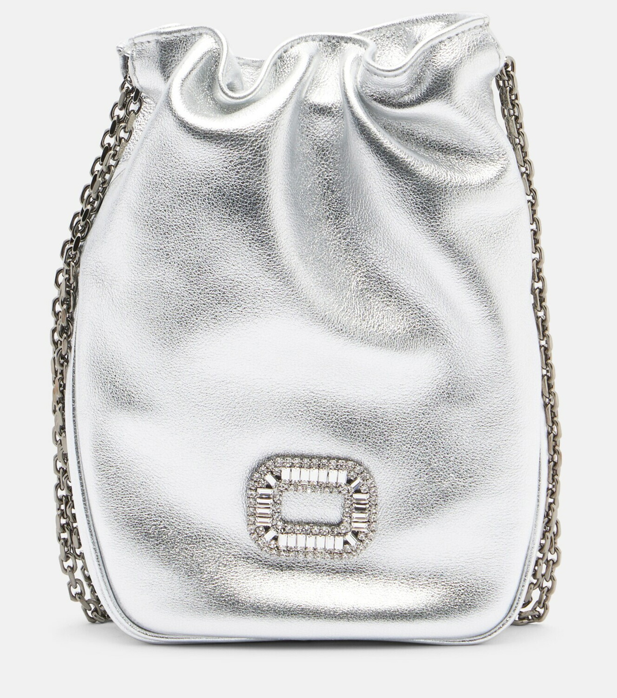 Roger Vivier Pilgrim Nano metallic leather bucket bag