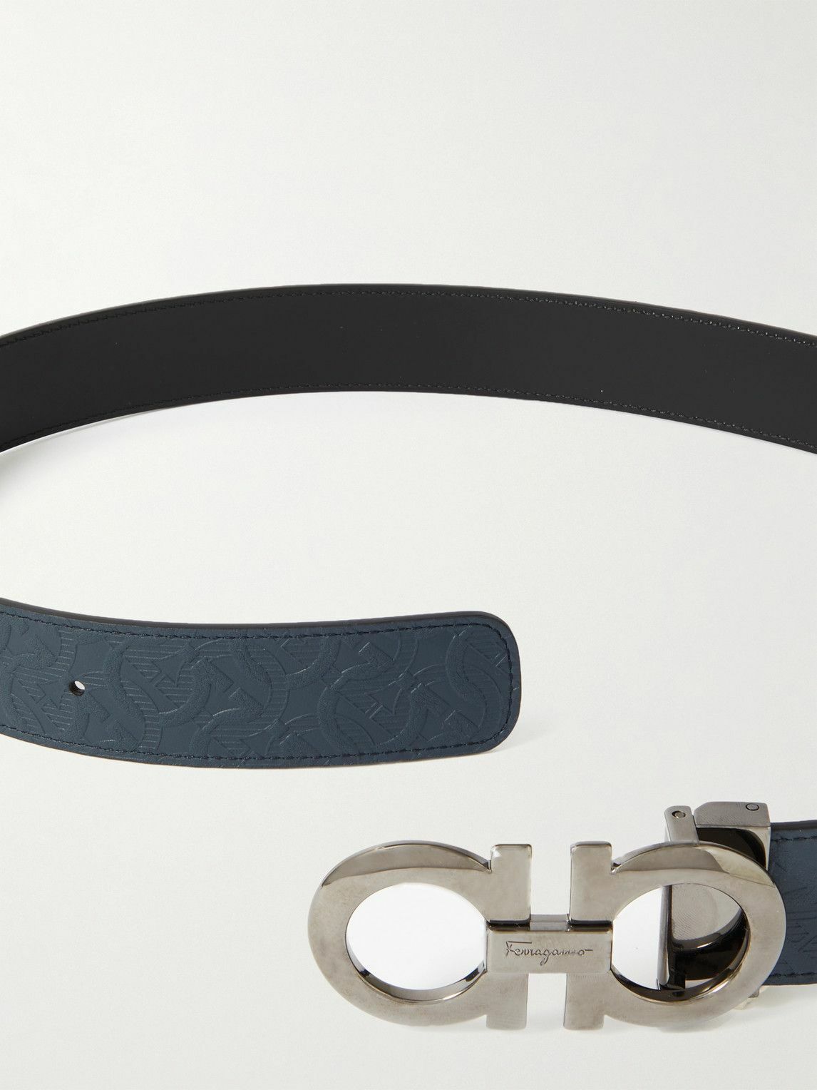 ベルト Salvatore Ferragamo Reversible Embossed Blue Leather Belt Salvatore Ferragamo Gancini Leather Reversible Belt Size L