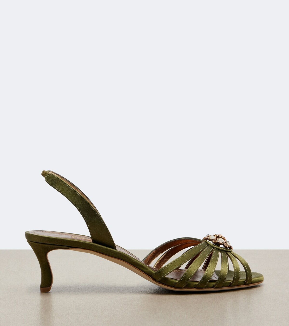 Manolo Blahnik Fulmasli embellished satin slingback sandals